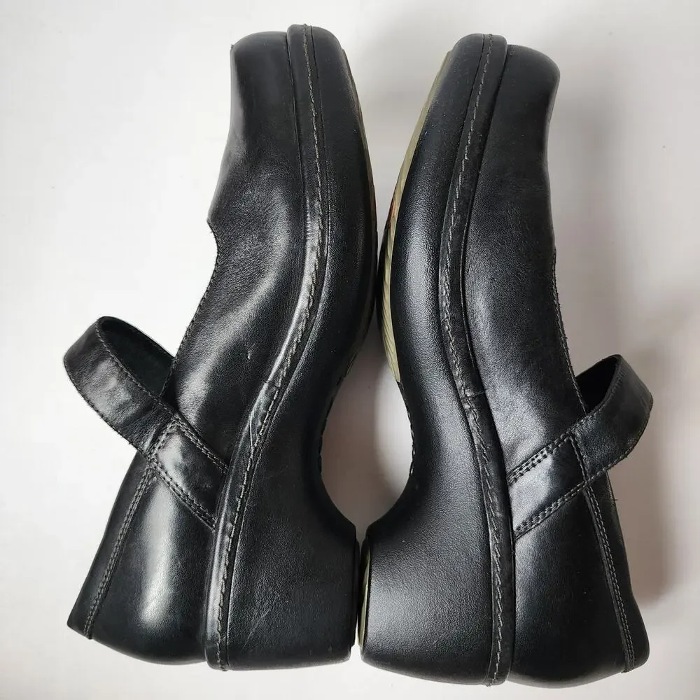 ECCO Shoes Womens Size 37 EU 6.5 US Clogs Mary Jane Wedge Black Leather Buckle - Picture 8 of 11